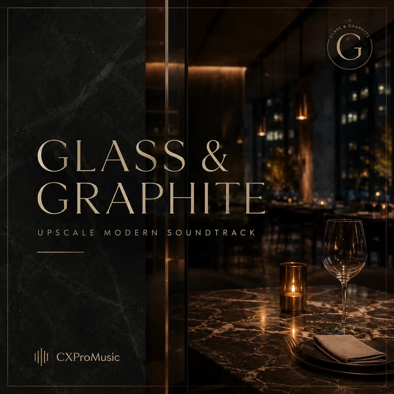 Album artwork for an upscale modern restaurant soundtrack.