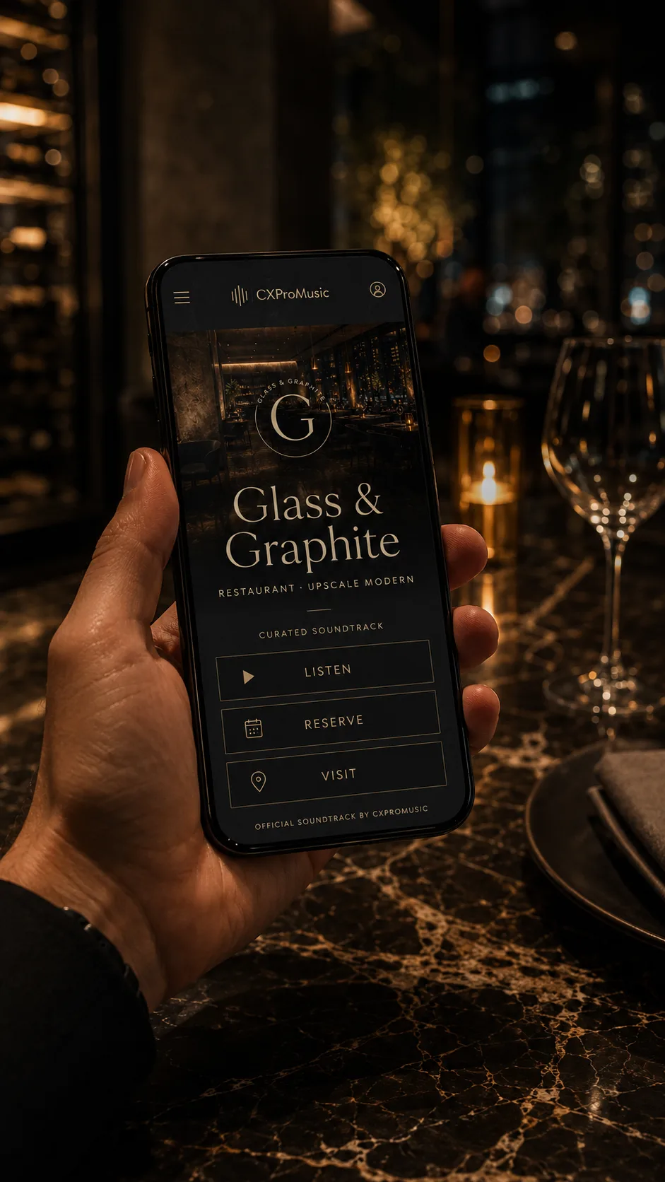 The digital destination for the restaurant, open on a phone.
