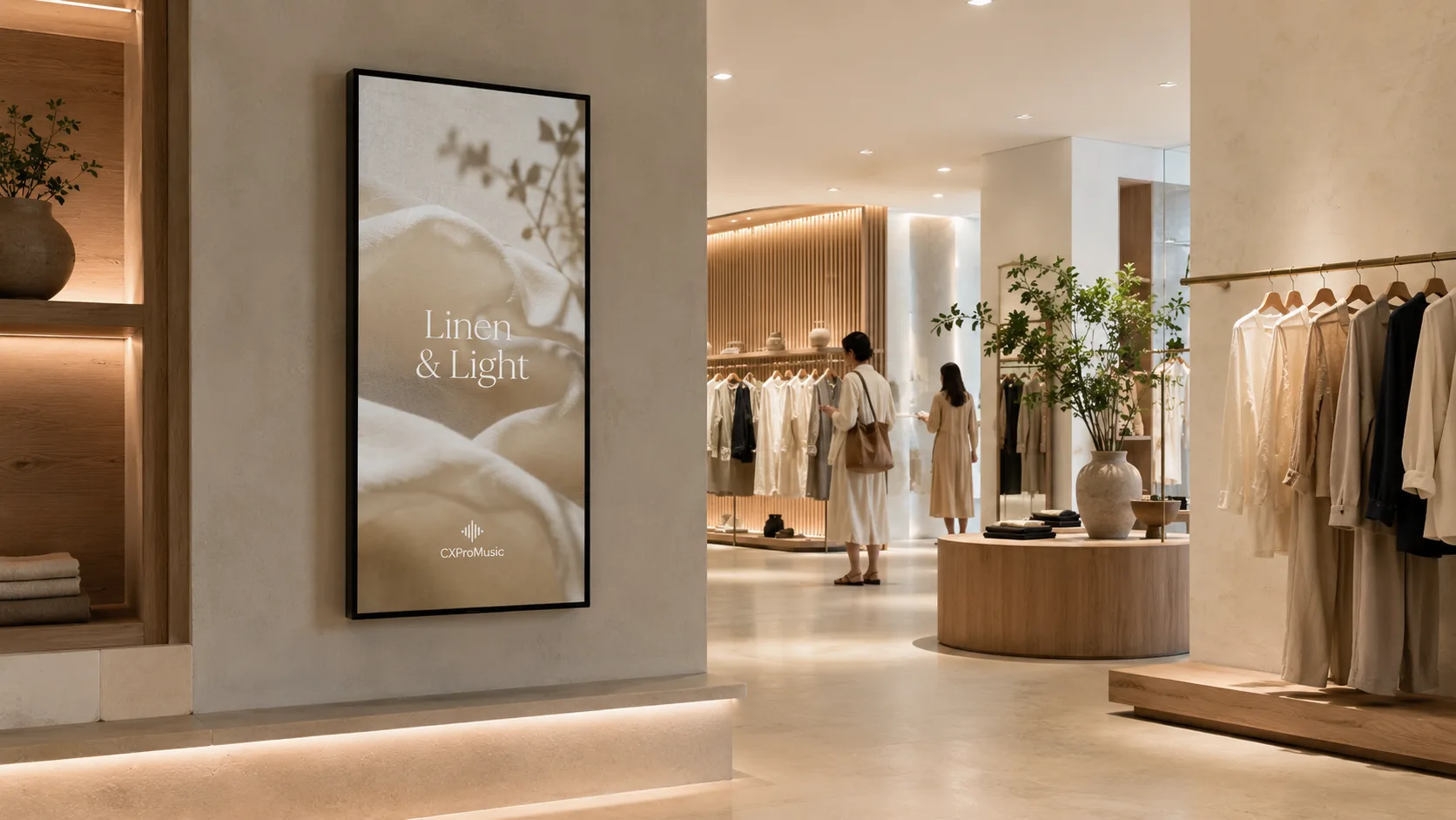 In-store signage showing the brand soundtrack visual.