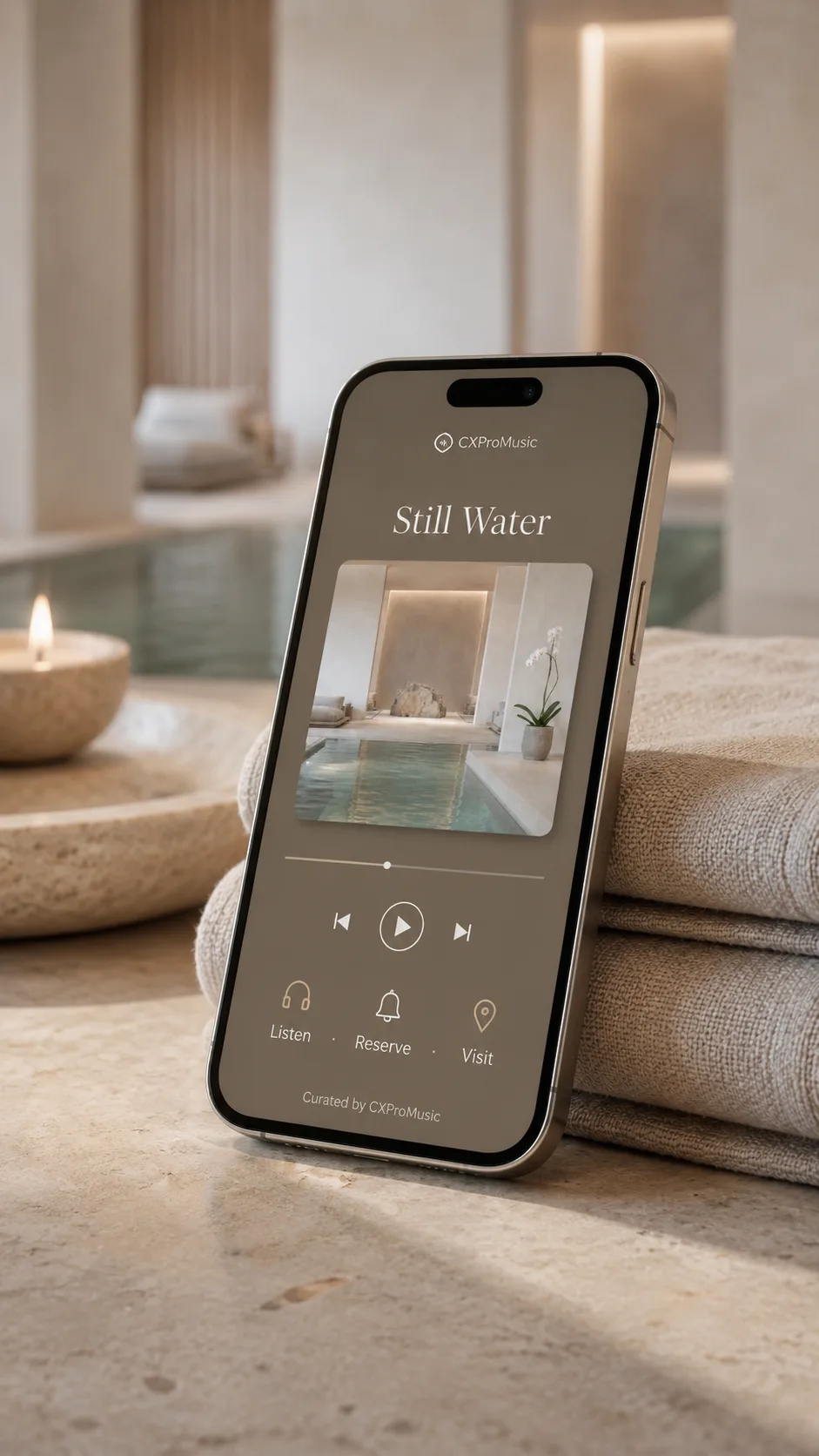 The spa digital destination open on a phone.