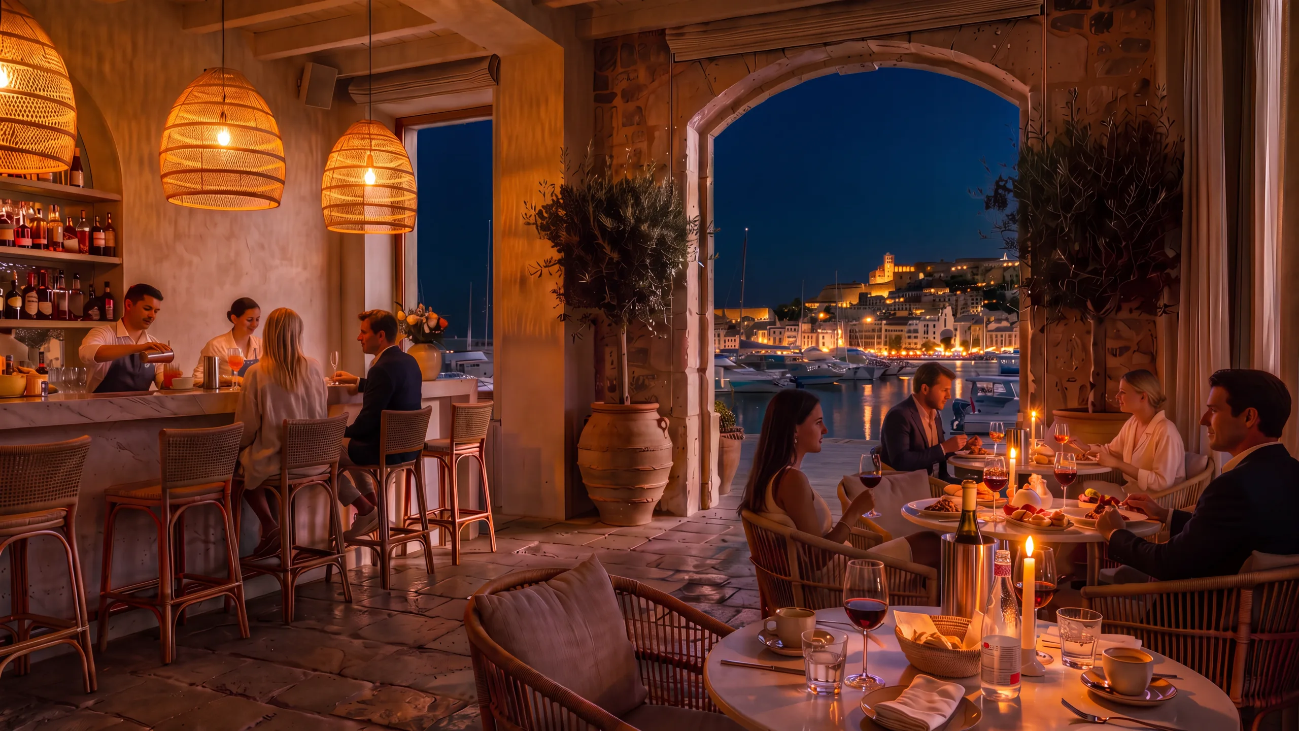 The same room late in the dinner service