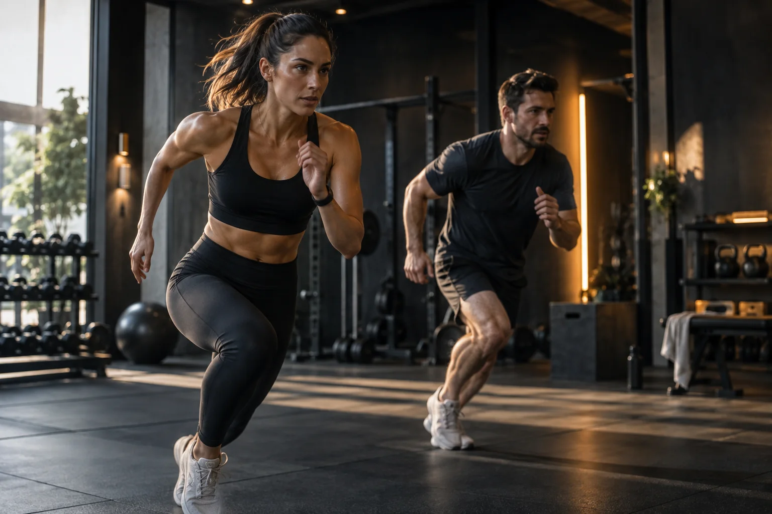 A training session in a fitness studio